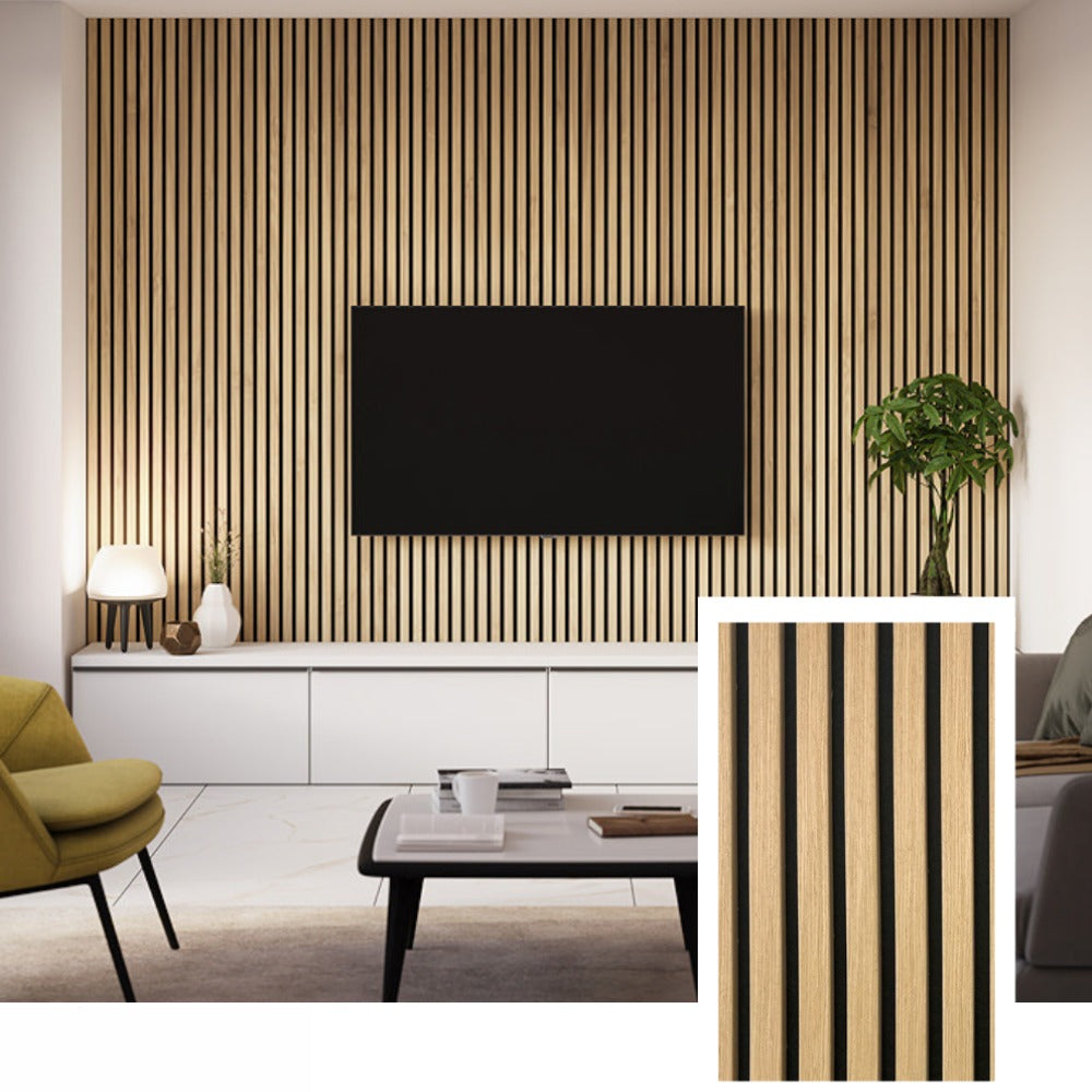 TimberWall™ Premium Acoustic Slat Wall Panel — Natural Oak (2.7 × 1.10 m)