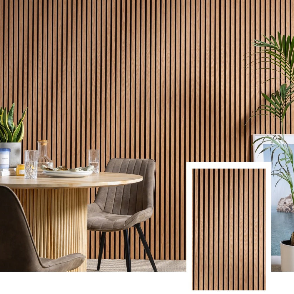 TimberWall™ Premium Acoustic Slat Wall Panel — Natural Oak (2.7 × 1.10 m)